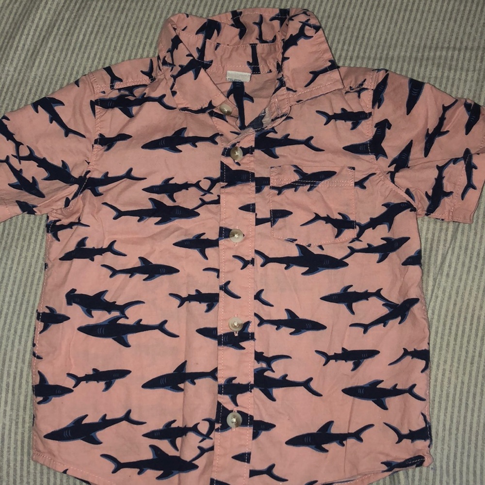 Boys shark button down shirt